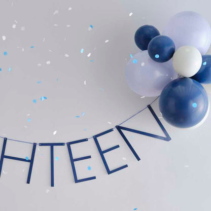 18th birthday milestone balloon banner navy grey blue balloons