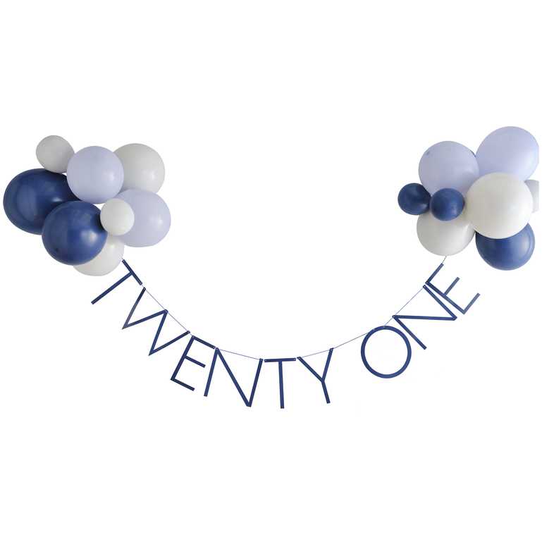 birthday party décor navy balloon bunting 21 years