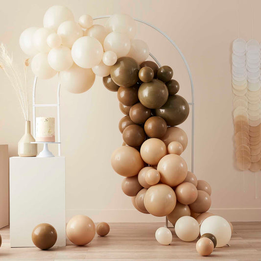 Nude and brown balloon arch kit neutral party decorations Party and Pout Australia