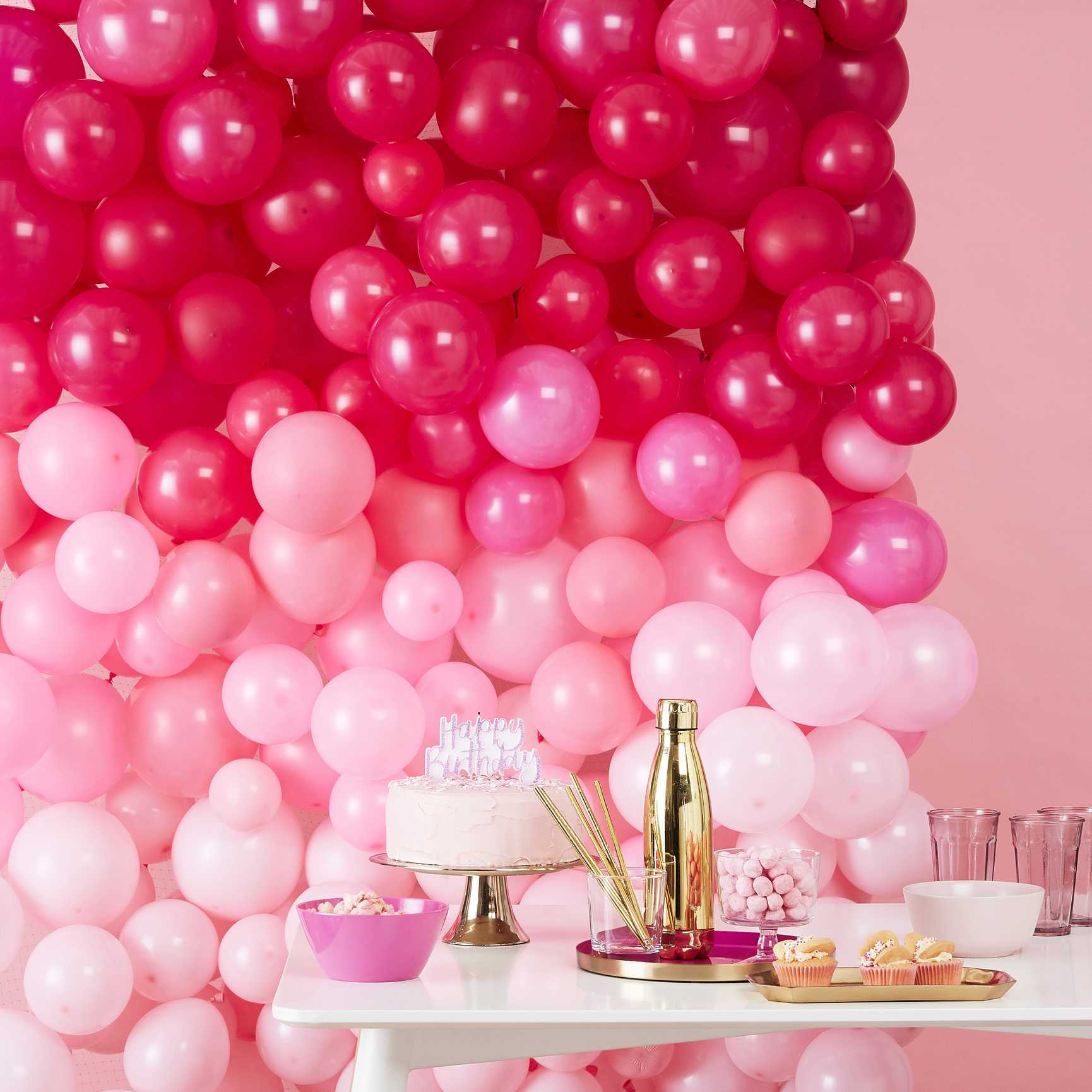 Ombre pink balloon backdrop 200cm x 200cm party decoration Australia
