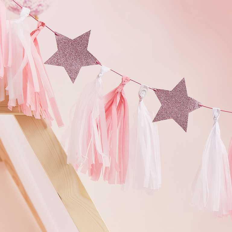 pastel pink party garland glitter stars party backdrop Party and Pout AU