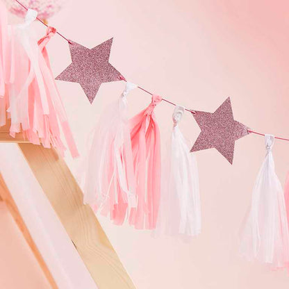 pastel pink party garland glitter stars party backdrop Party and Pout AU
