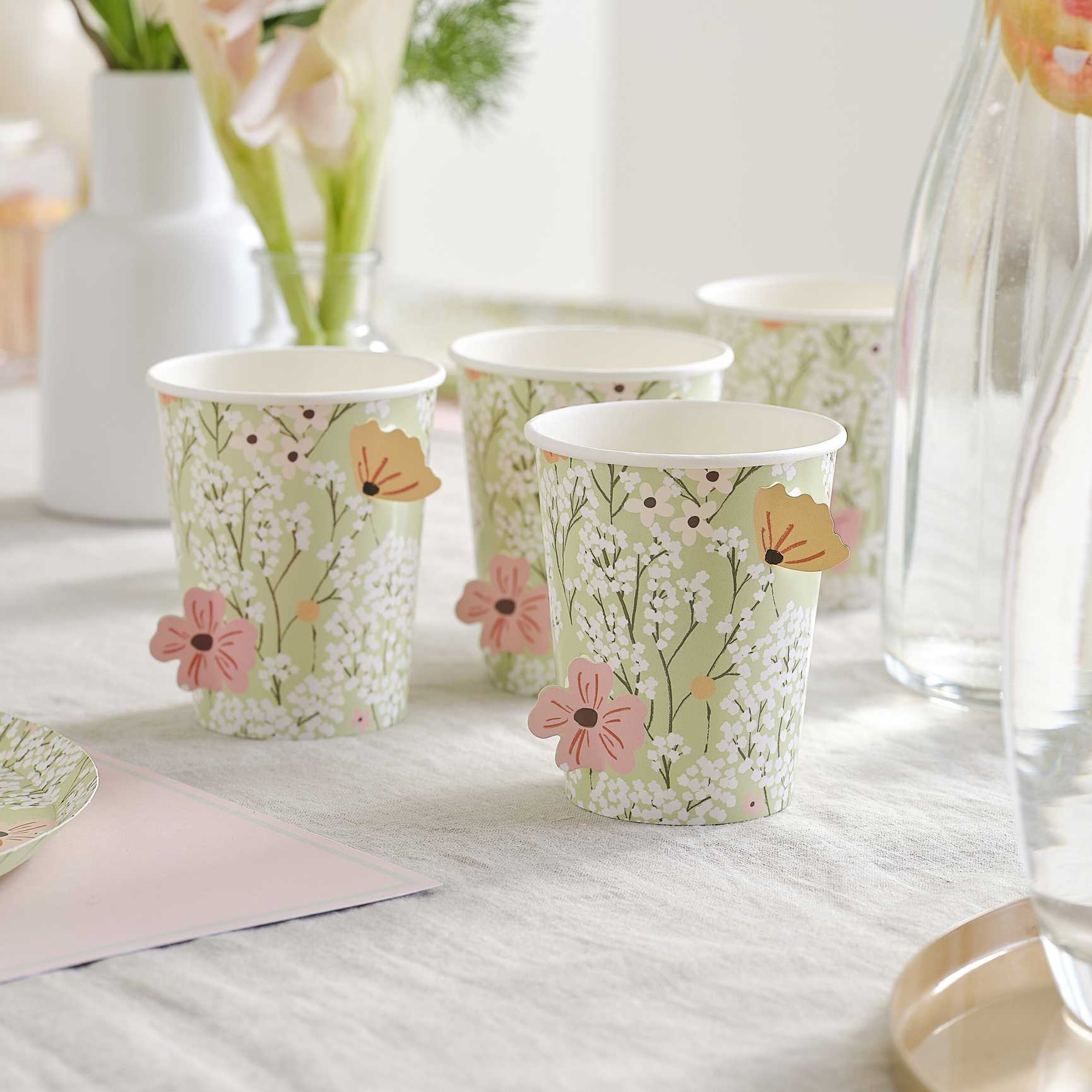 Pastel Floral Flower Pop Out Paper Party Cups - party cups and drinkware from Party & Pout Australia