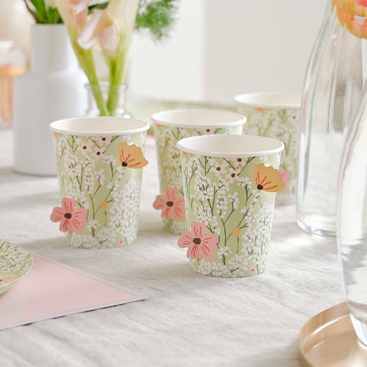 Pastel Floral Flower Pop Out Paper Party Cups - party cups and drinkware from Party & Pout Australia