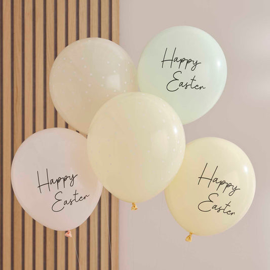 pastel Happy Easter balloons for spring party decoration
