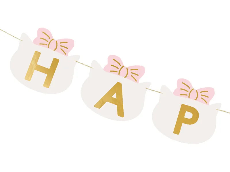 pink kitty happy birthday banner – girls birthday party décor australia