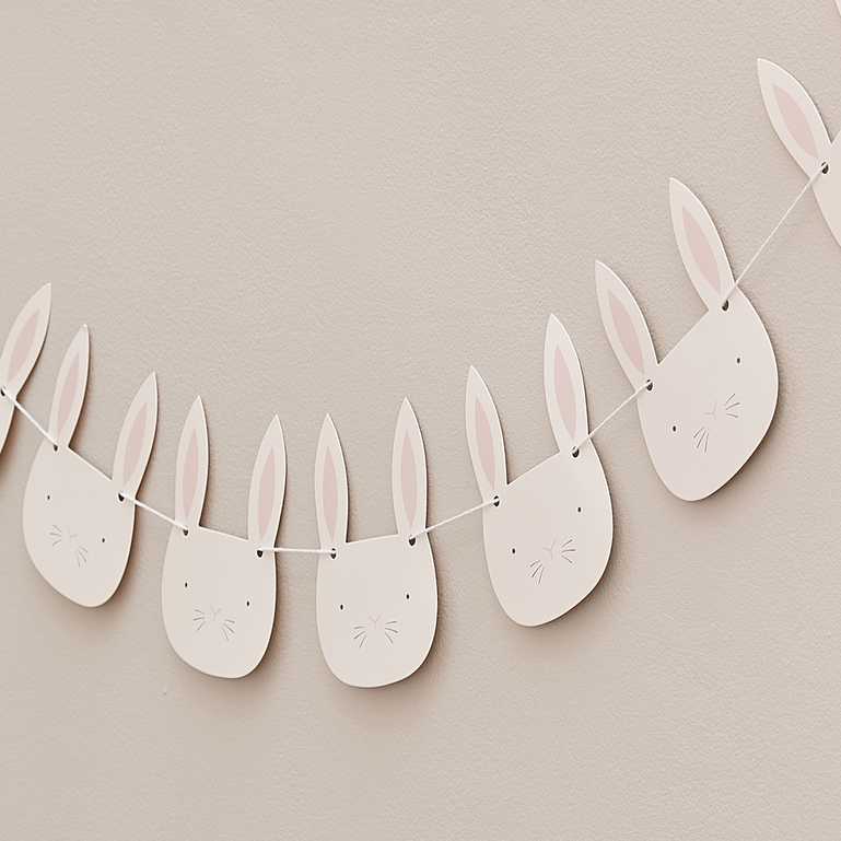 pastel bunny bunting decoration for Easter celebrations and kids’ parties