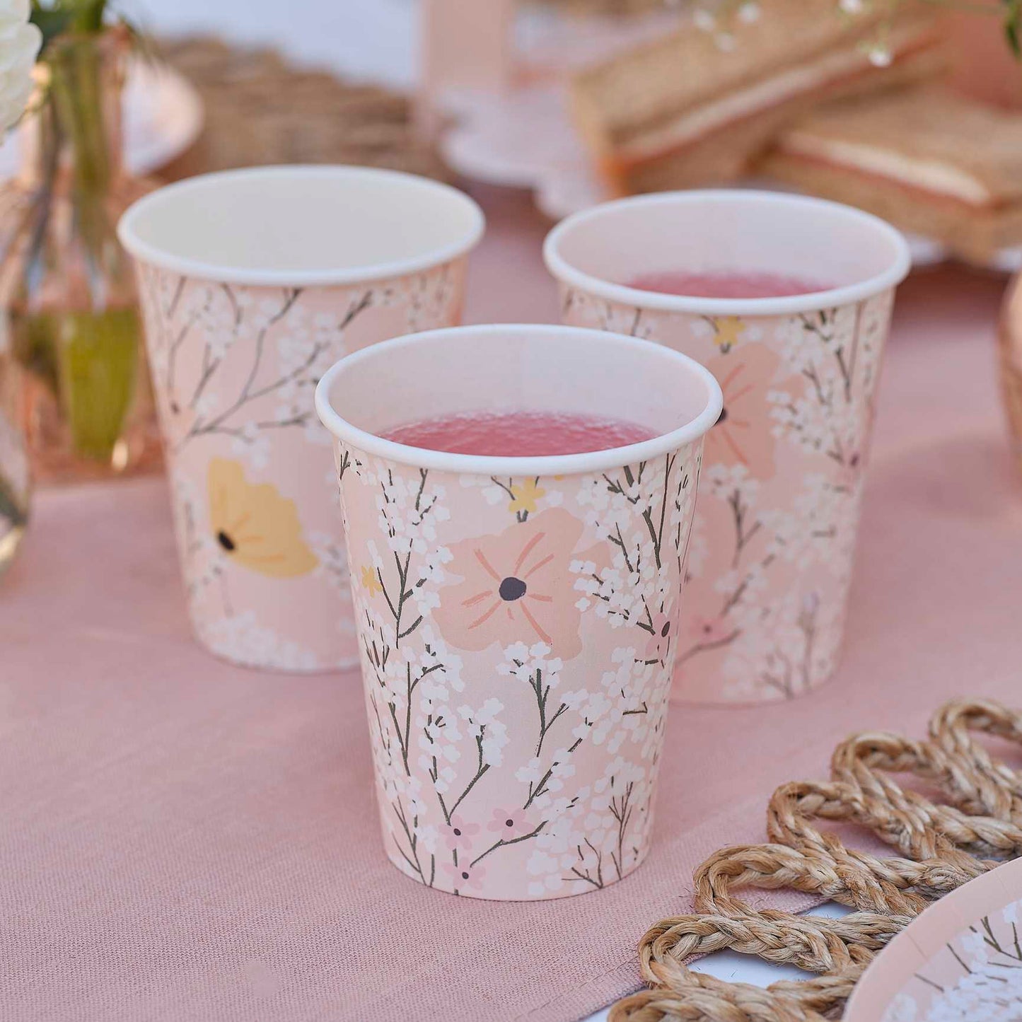 Pink Floral Flower Theme Paper Party Cups - party cups and drinkware from Party & Pout Australia