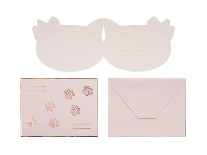 pink cat shaped birthday invitations – girls party invites australia