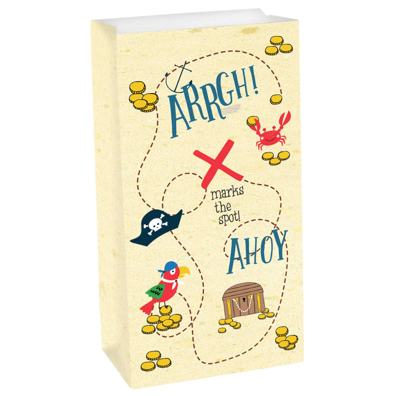 Pirate map party favour treat bags pack of 8 – kraft paper loot bags for kids’ birthday party Australia