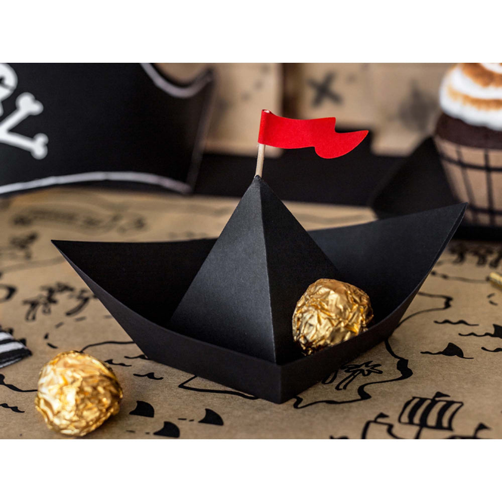 black pirate boats with red flags – pirate birthday decorations