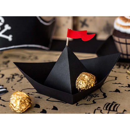 black pirate boats with red flags – pirate birthday decorations