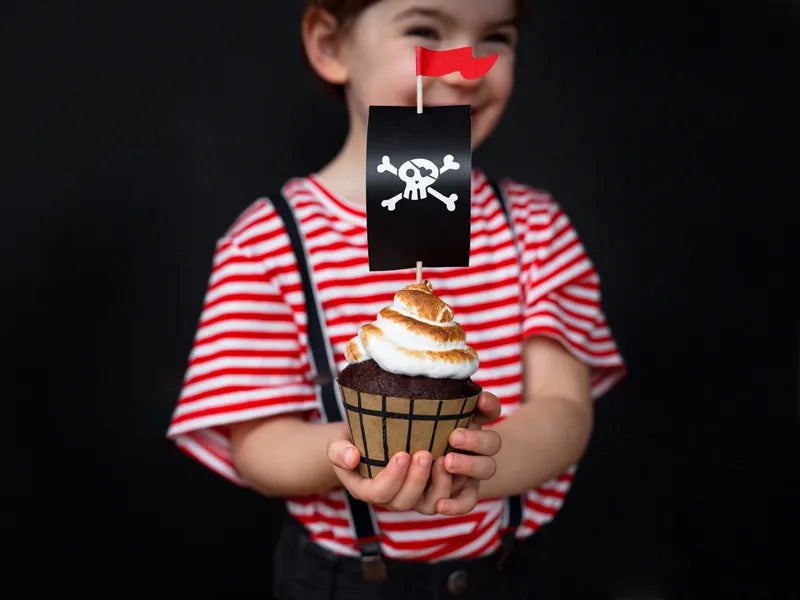 Pirate boat cupcake wrappers and toppers pack of 6 – kids pirate birthday party decorations Australia