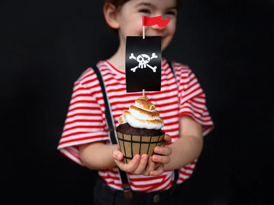 Pirate boat cupcake wrappers and toppers pack of 6 – kids pirate birthday party decorations Australia