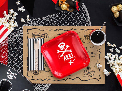 Red Pirate Arrr! Party Plates (Pk 6) | Pirate Birthday Tableware - party plates and tableware from Party & Pout Australia