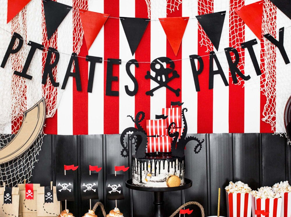 Kids pirate party banner decoration – 1 metre pirate theme bunting for birthdays Australia