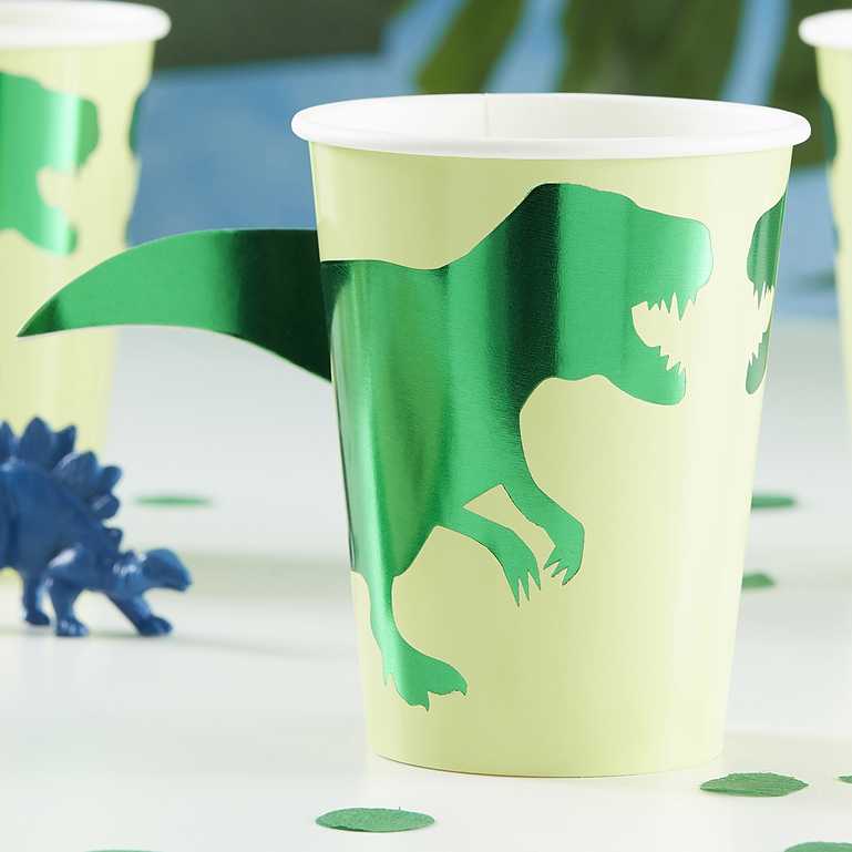 dinosaur themed disposable paper cups children’s party supplies