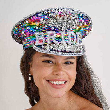 sparkly bride to be hat rhinestones pearls party accessory