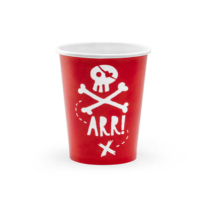 Red pirate paper party cups pack of 6 – kids pirate birthday tableware Australia