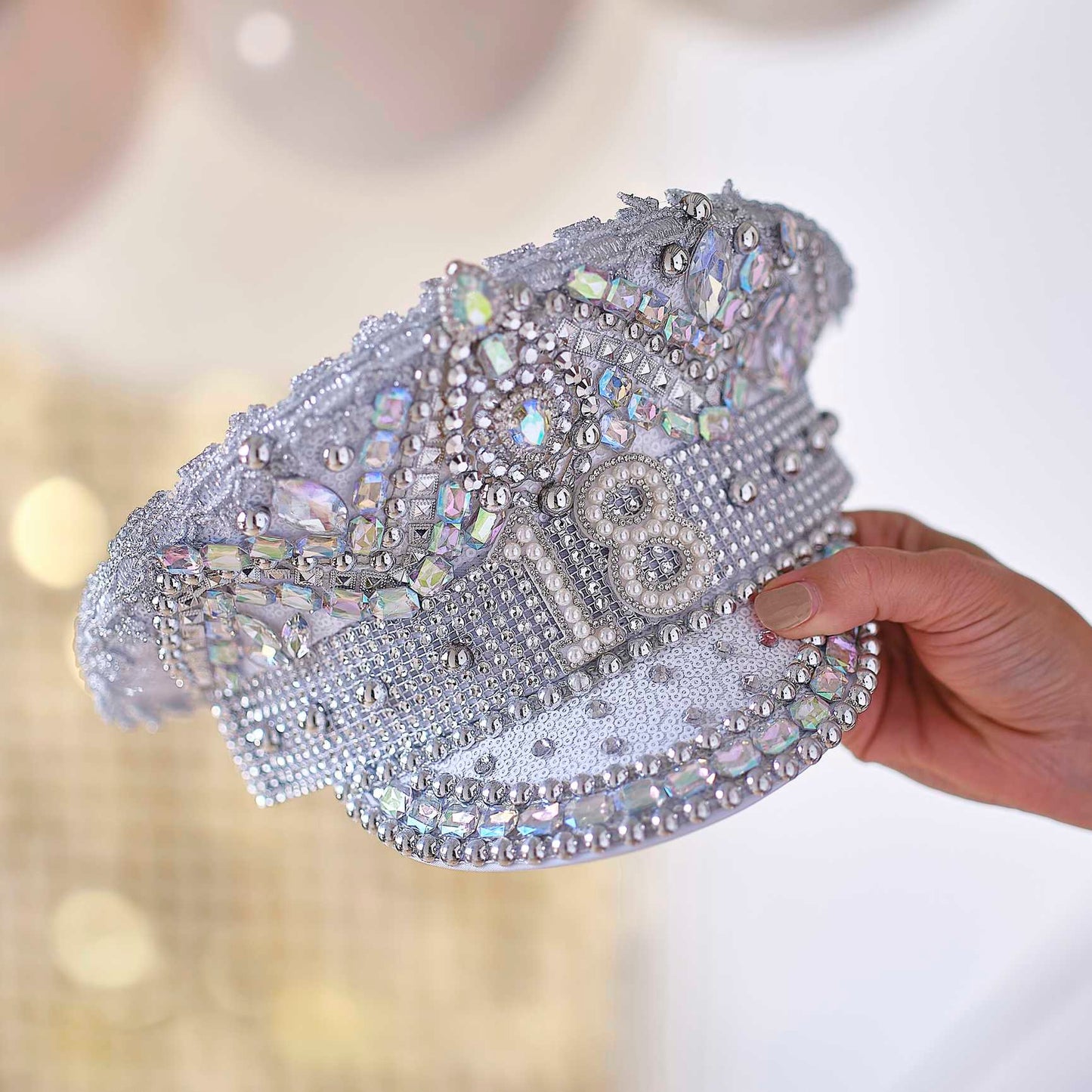 Silver Sequin & Pearl 18th Birthday Captains Hat - party supplies and decorations from Party & Pout Australia