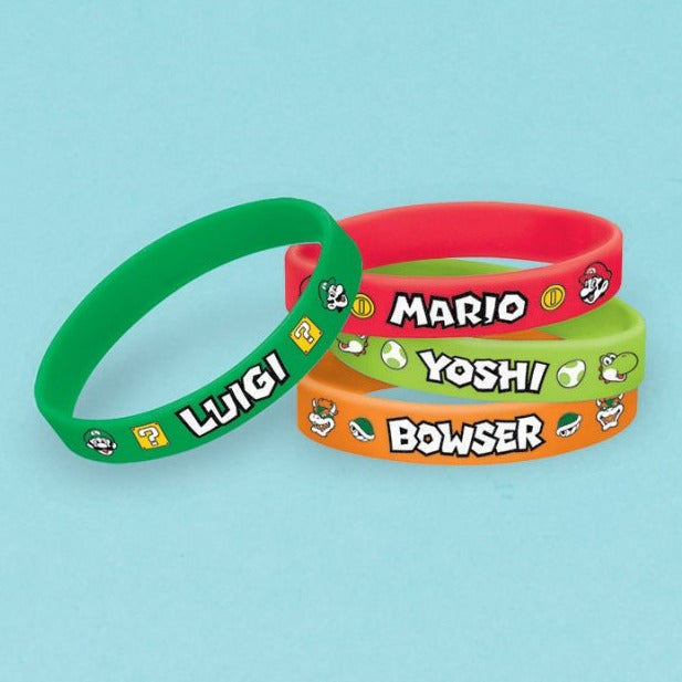 Super Mario Brothers Characters Rubber Wristband Party Bag Gifts Pk 6 - party favour bags, treat boxes and gift packaging ...