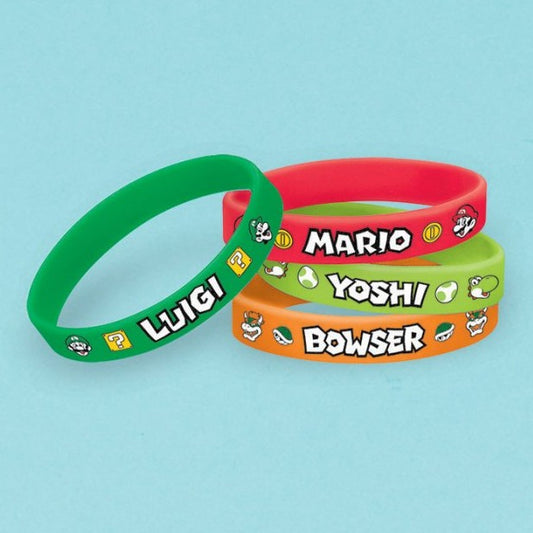Super Mario Brothers Characters Rubber Wristband Party Bag Gifts Pk 6 - party favour bags, treat boxes and gift packaging ...