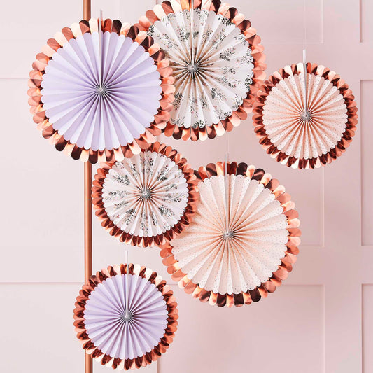 Let's Par Tea Floral Rose Gold Hanging Wall Fan Decorations - party supplies and decorations from Party & Pout Australia