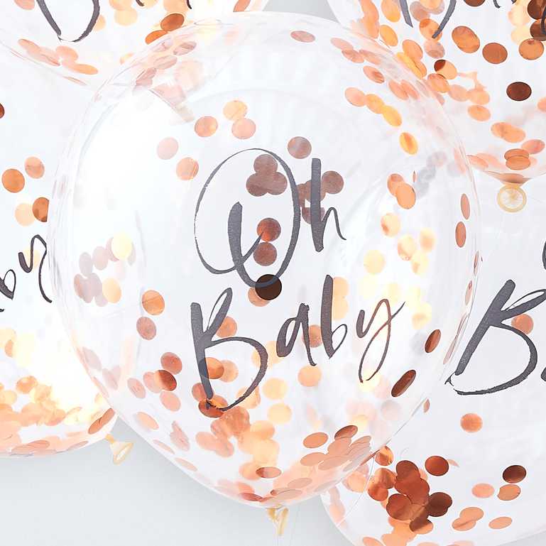 baby shower rose gold balloons confetti filled oh baby balloons party and pout