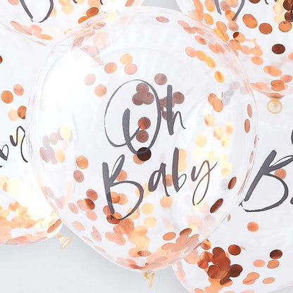baby shower rose gold balloons confetti filled oh baby balloons party and pout