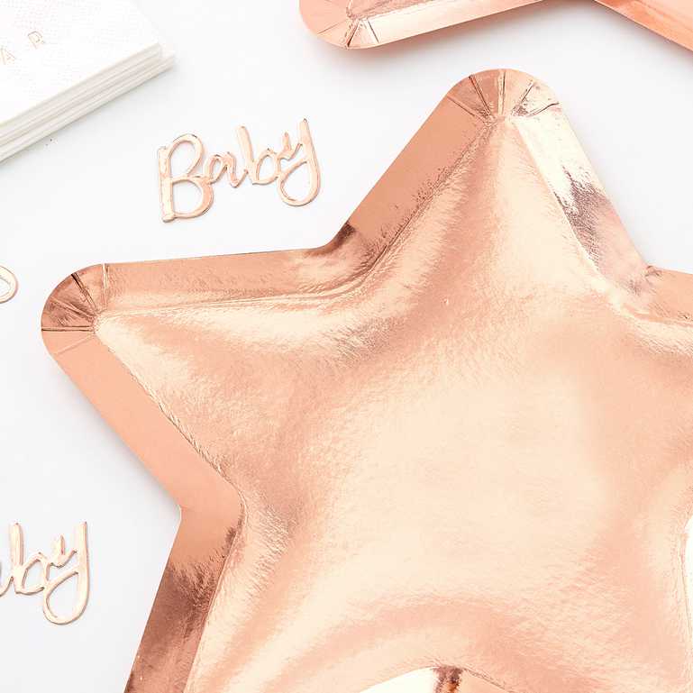 star shaped dessert plates rose gold foil birthday baby shower supplies