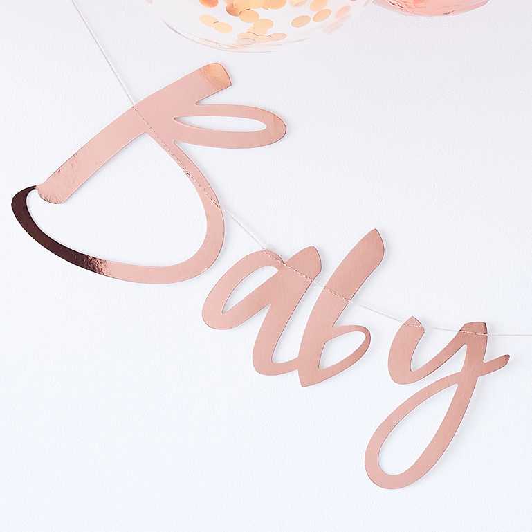 rose gold foil “Baby Shower” bunting gender neutral newborn party supplies
