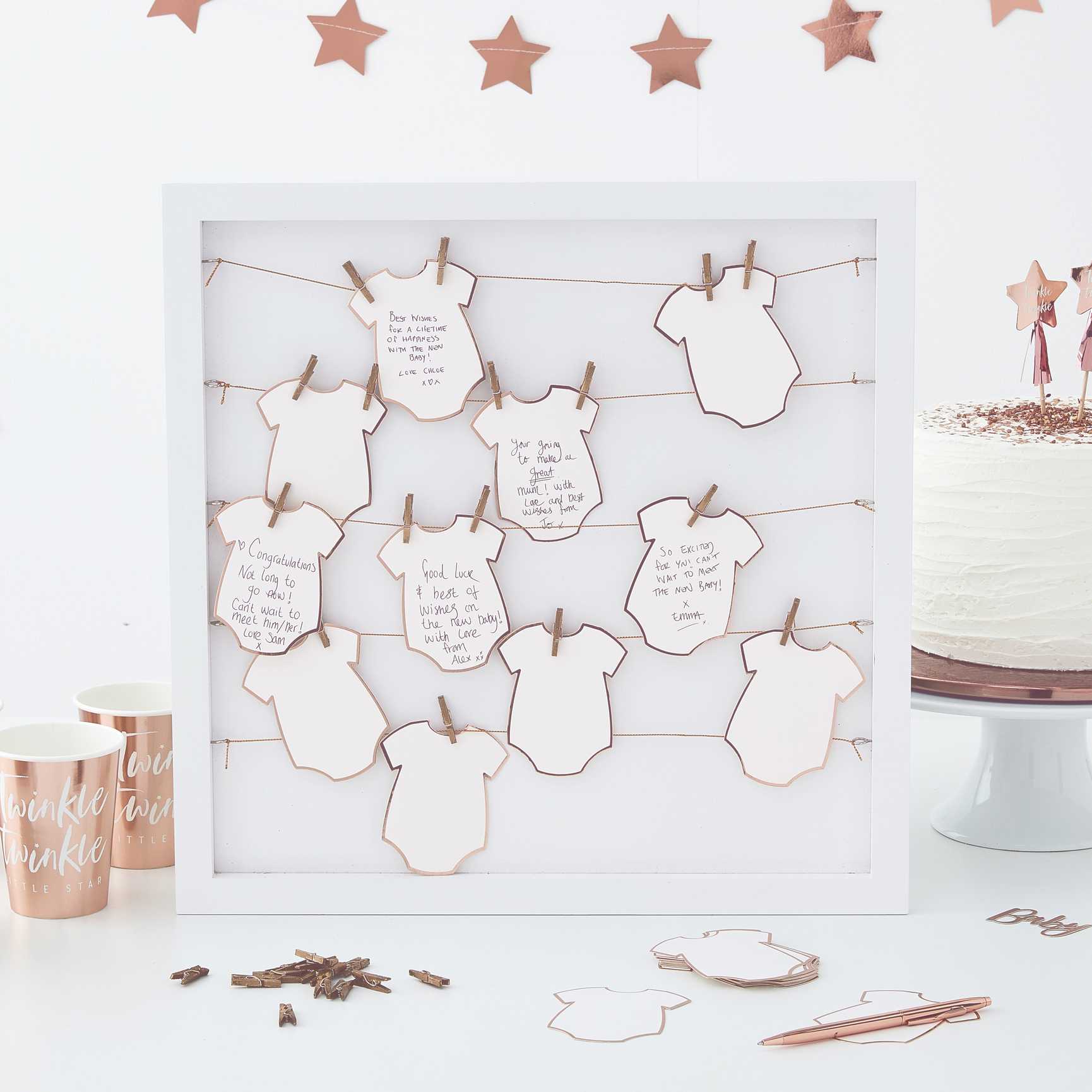 babygrow frame baby shower guest book alternative wooden frame keepsake party and pout australia