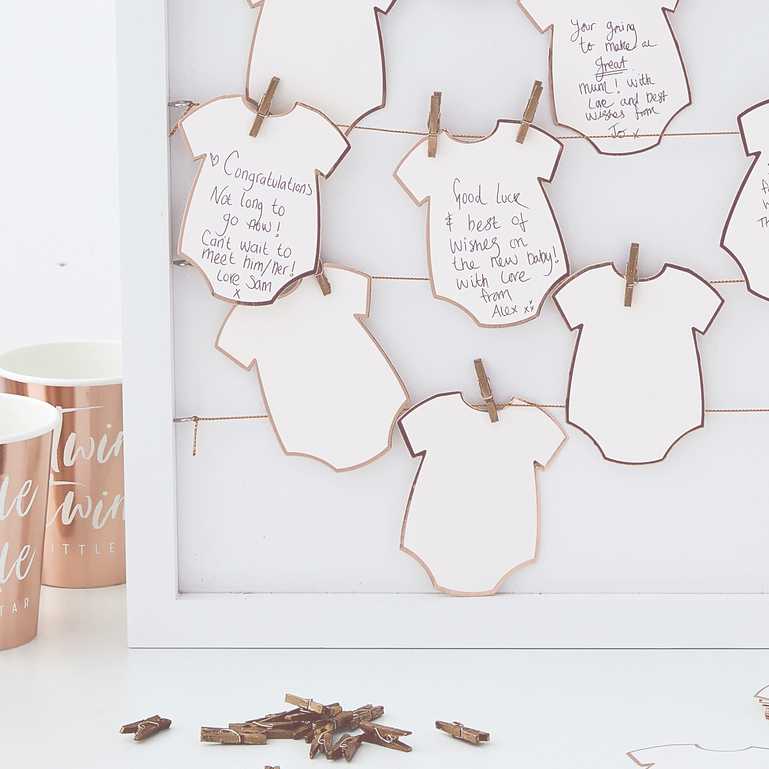 baby shower memory frame with mini babygrow cards rustic baby shower décor keepsake board