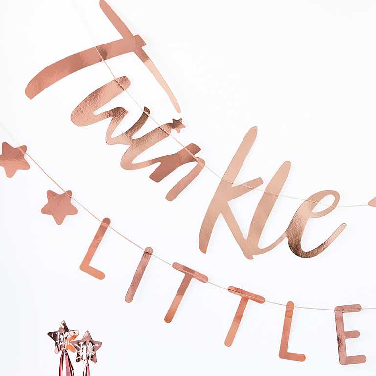rose gold little star bunting banner baby shower decorations twinkle twinkle party and pout