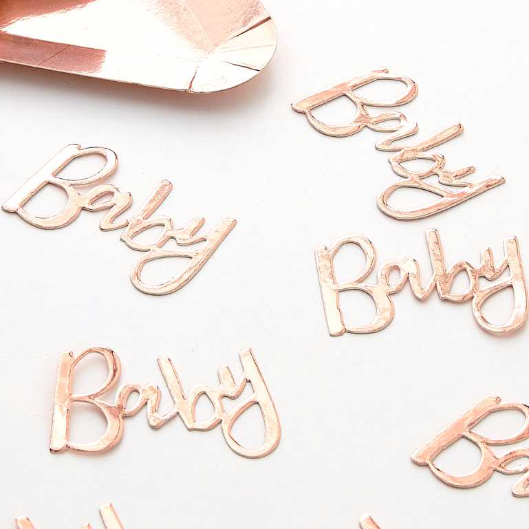 metallic rose gold confetti for baby shower table decorations Party and Pout Australia