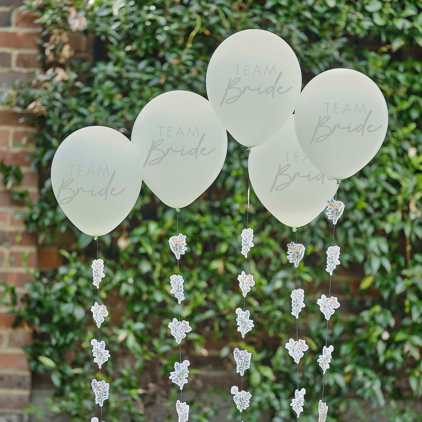 Team Bride Hens Party Balloons with Floral Tails - party balloons and balloon decorations from Party & Pout Australia