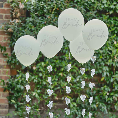 Team Bride Hens Party Balloons with Floral Tails - party balloons and balloon decorations from Party & Pout Australia