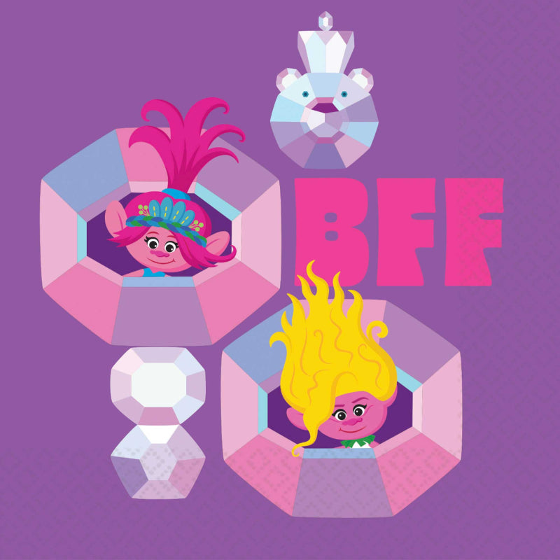 Trolls 3 Band Together Bff Paper Birthday Party Napkins Pk 16 - party napkins and serviettes from Party & Pout Australia