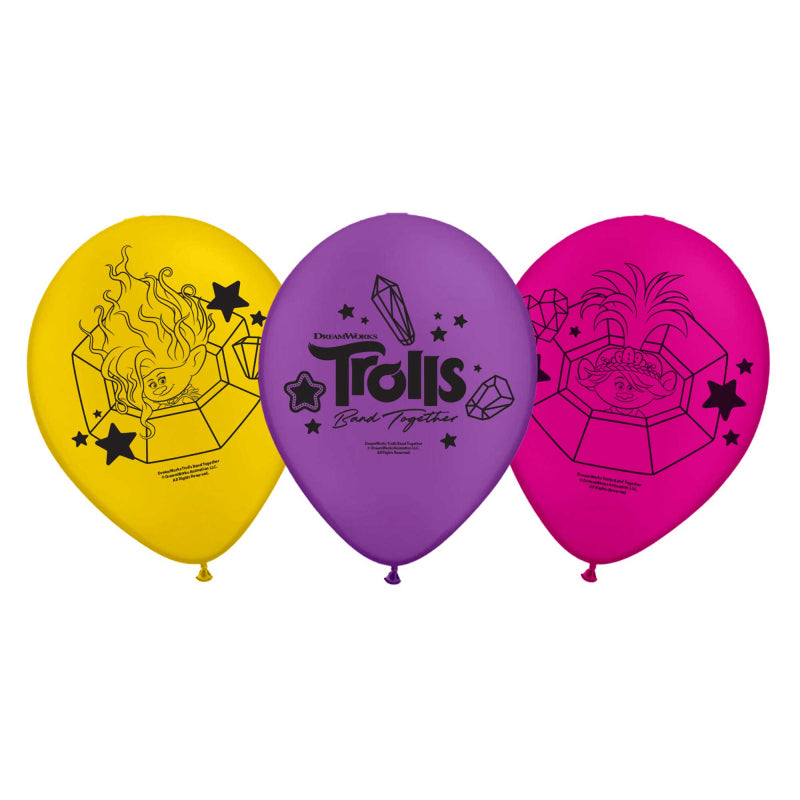 Trolls 3 Band Together Party Balloons Pk 6 - party balloons and balloon decorations from Party & Pout Australia
