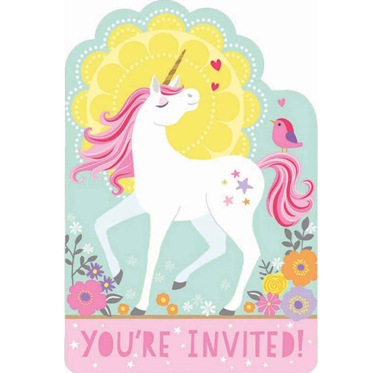 unicorn princess birthday invite cards with envelopes – party supplies