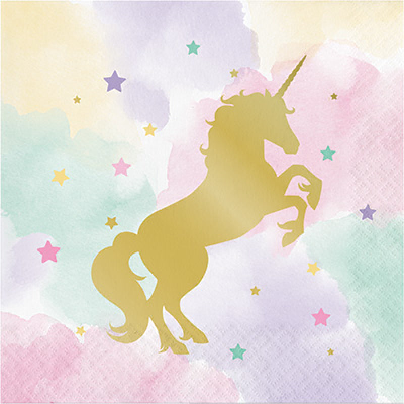Sparkle Unicorn Birthday Party Napkins Pk 16 - party napkins and serviettes from Party & Pout Australia