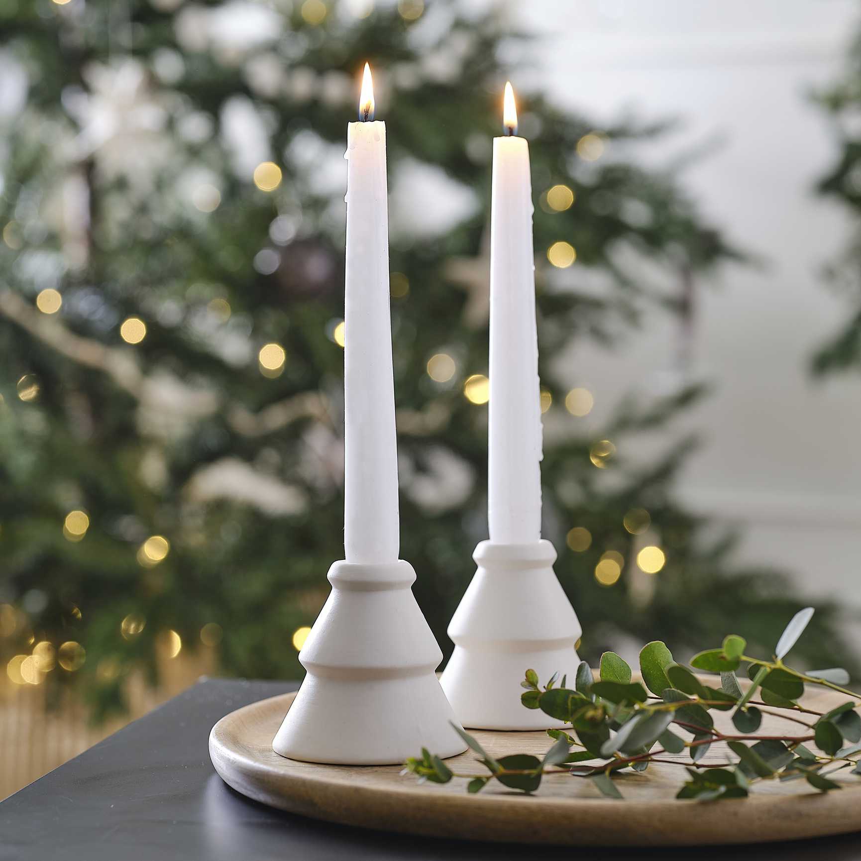 White Ceramic Christmas Tree Candle Holders - Christmas party decorations and tableware from Party & Pout Australia
