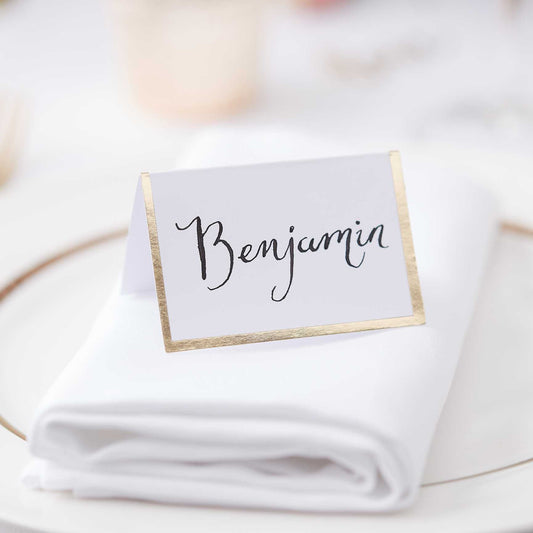 White & Gold Foiled Name Place Cards - party supplies and decorations from Party & Pout Australia