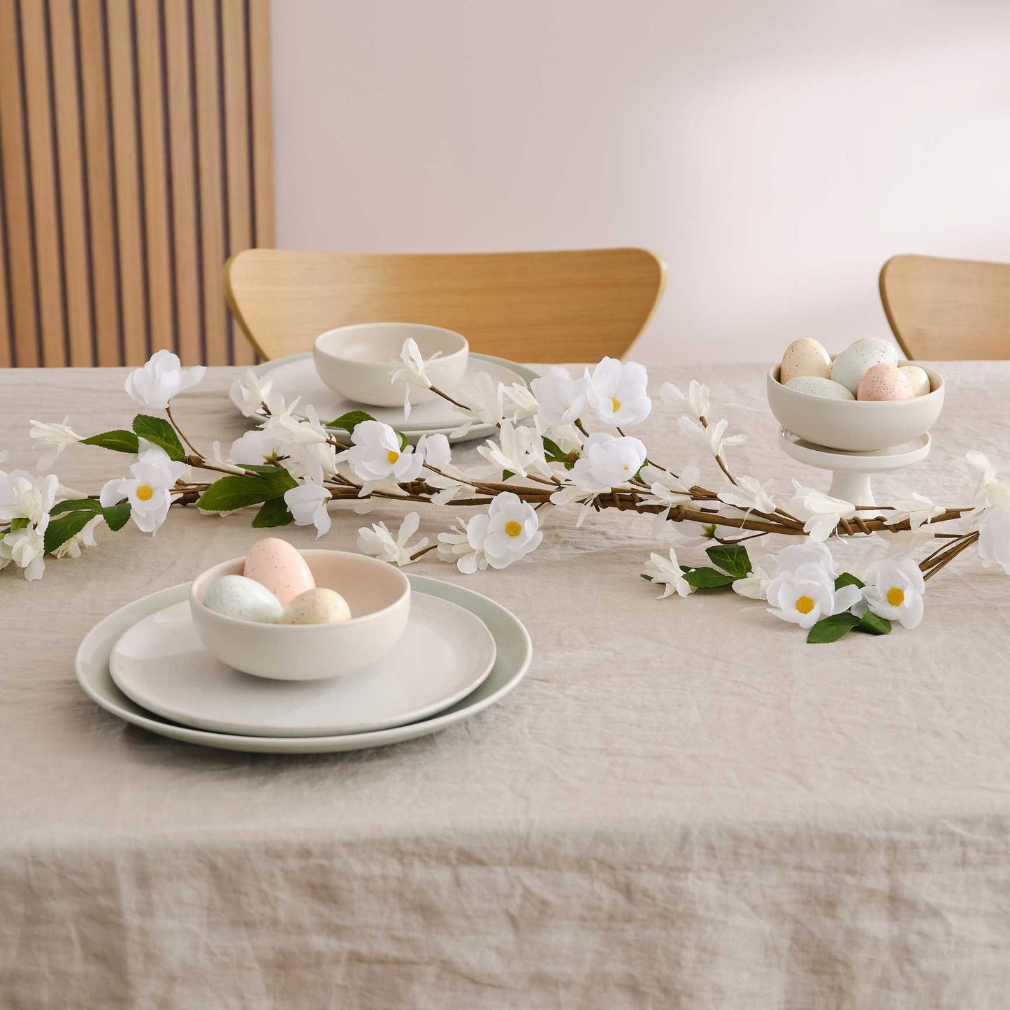 white blossom artificial flower garland for party or home décor