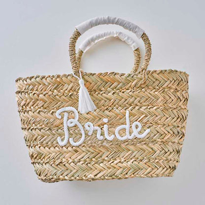 bride to be rattan tote bag