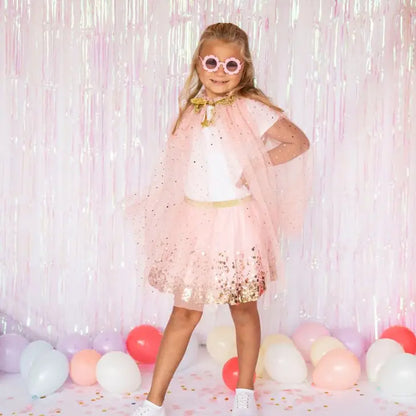 Glitter tulle kids cape for dress up party gift