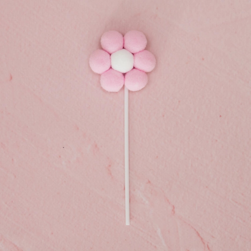 pink pom pom daisy cake topper birthday cake decoration Australia
