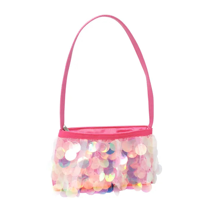 iridescent pink sequin handbag – kids party accessories australia