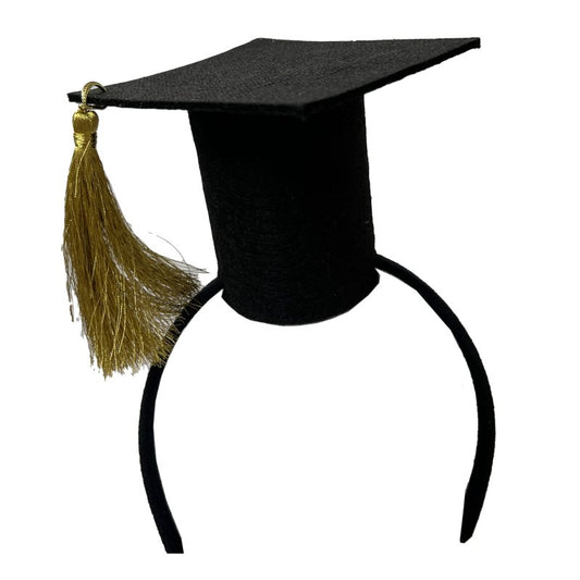 Black & Gold Graduation Mortarboard Cap Hat Headband - party supplies and decorations from Party & Pout Australia