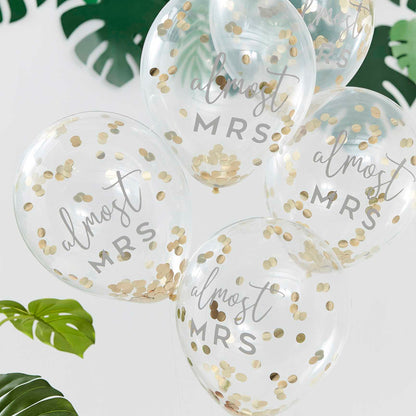 Gold Confetti Almost Mrs Bridal Shower Balloons - party balloons and balloon decorations from Party & Pout Australia